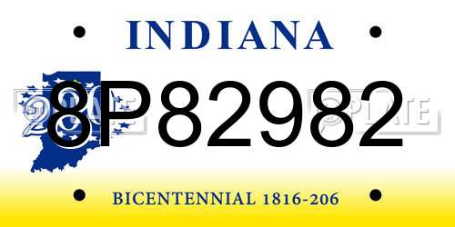 8P82982 Indiana License Plate