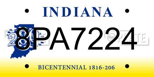 8PA7224 Indiana License Plate