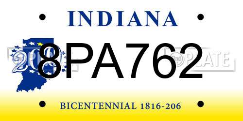 8PA762 Indiana License Plate