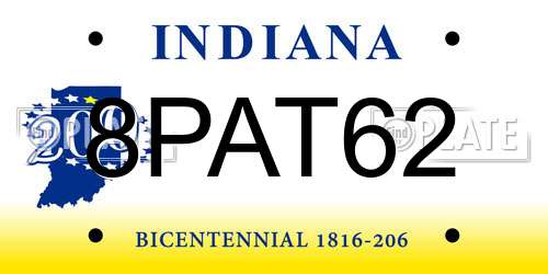 8PAT62 Indiana License Plate