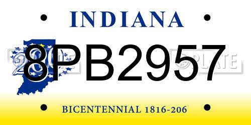 8PB2957 Indiana License Plate