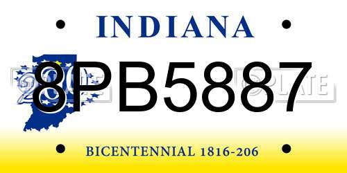 8PB5887 Indiana License Plate
