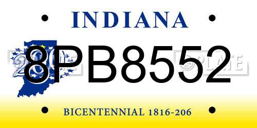 8PB8552 Indiana License Plate