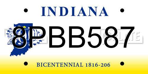8PBB587 Indiana License Plate