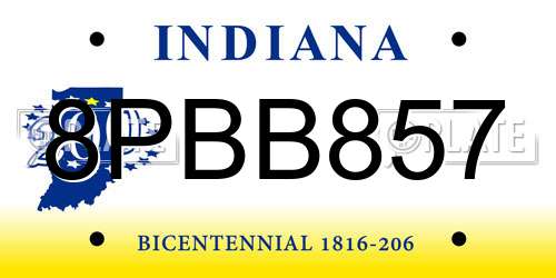 8PBB857 Indiana License Plate