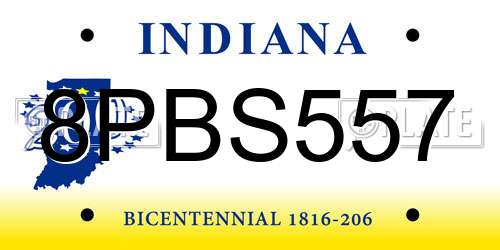 8PBS557 Indiana License Plate