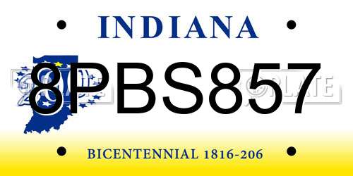 8PBS857 Indiana License Plate