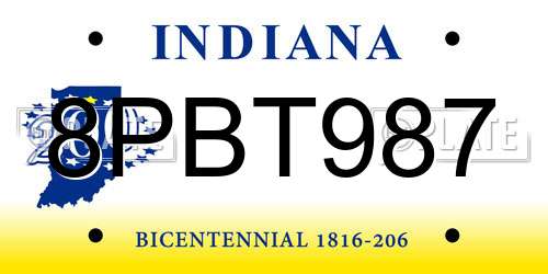 8PBT987 Indiana License Plate