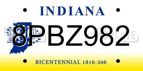 8PBZ982 Indiana License Plate
