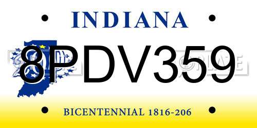 8PDV359 Indiana License Plate