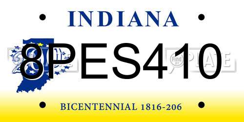 8PES410 Indiana License Plate