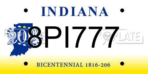 8PI777 Indiana License Plate