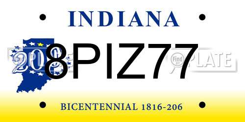 8PIZ77 Indiana License Plate