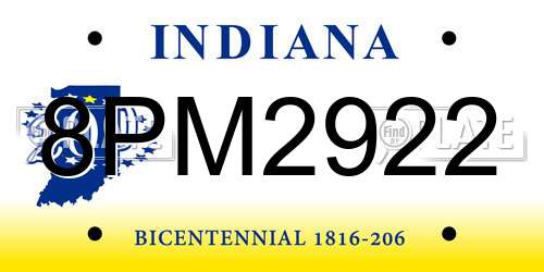 8PM2922 Indiana License Plate