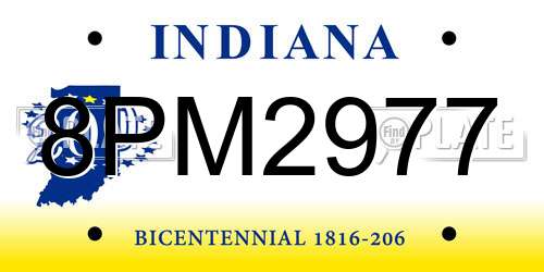 8PM2977 Indiana License Plate
