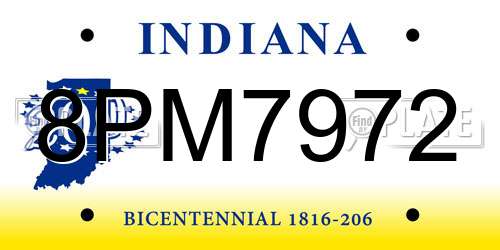 8PM7972 Indiana License Plate
