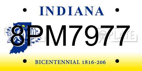 8PM7977 Indiana License Plate