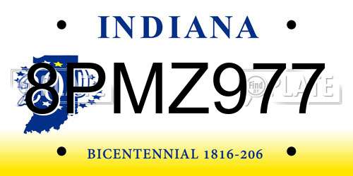 8PMZ977 Indiana License Plate