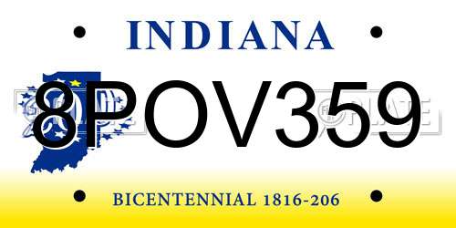 8POV359 Indiana License Plate