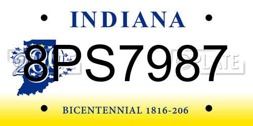 8PS7987 Indiana License Plate