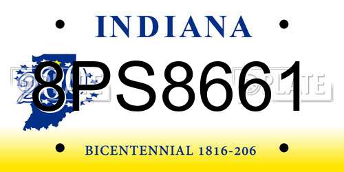 8PS8661 Indiana License Plate
