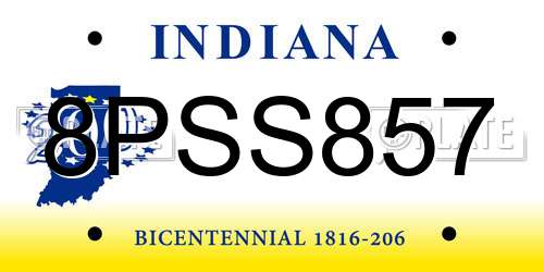8PSS857 Indiana License Plate