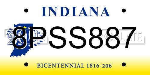8PSS887 Indiana License Plate