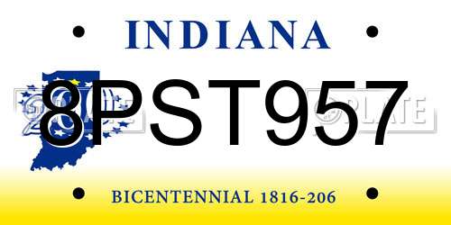 8PST957 Indiana License Plate