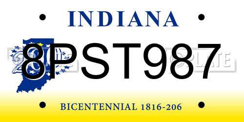 8PST987 Indiana License Plate