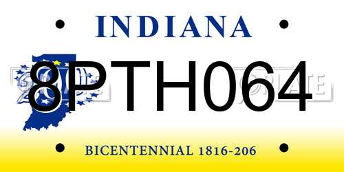 8PTH064 Indiana License Plate