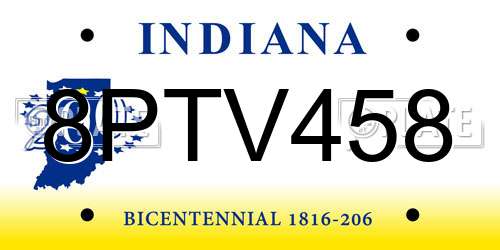 8PTV458 Indiana License Plate