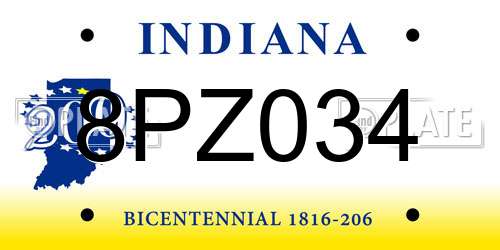 8PZ034 Indiana License Plate