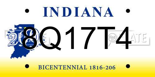 8Q17T4 Indiana License Plate