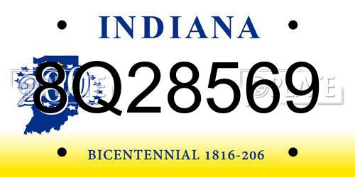 8Q28569 Indiana License Plate