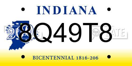 8Q49T8 Indiana License Plate