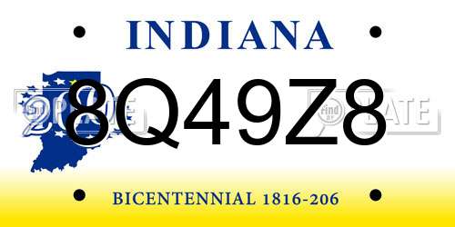 8Q49Z8 Indiana License Plate