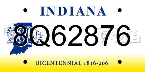 8Q62876 Indiana License Plate