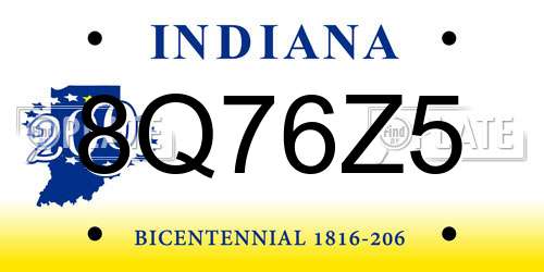 8Q76Z5 Indiana License Plate