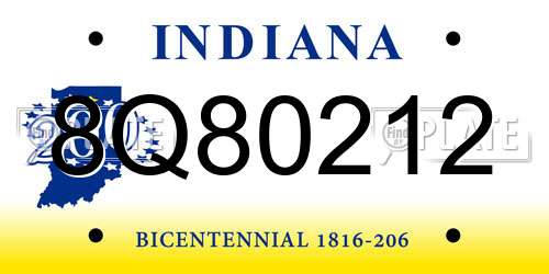8Q80212 Indiana License Plate