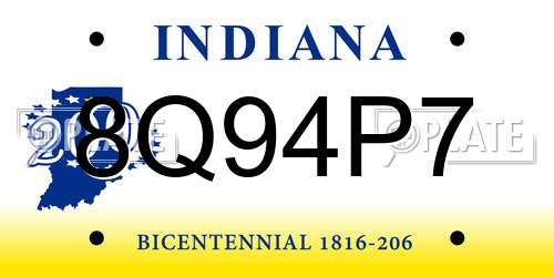 8Q94P7 Indiana License Plate