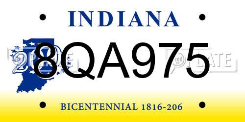 8QA975 Indiana License Plate