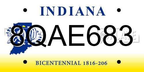 8QAE683 Indiana License Plate