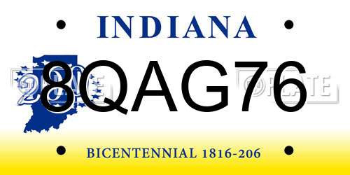 8QAG76 Indiana License Plate