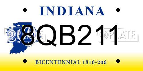 8QB211 Indiana License Plate