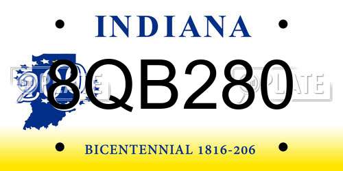 8QB280 Indiana License Plate