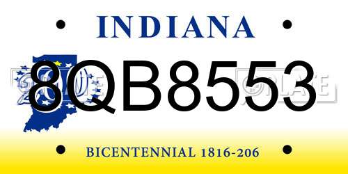 8QB8553 Indiana License Plate