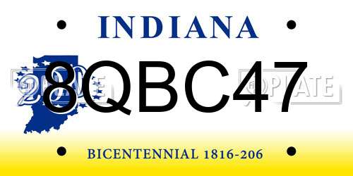 8QBC47 Indiana License Plate