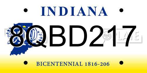 8QBD217 Indiana License Plate