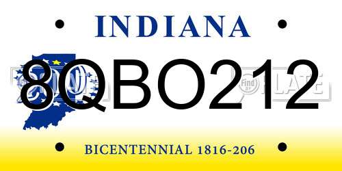8QBO212 Indiana License Plate