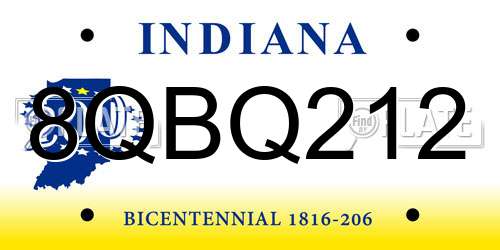 8QBQ212 Indiana License Plate